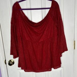 Torrid Deep Red Lace Blouse